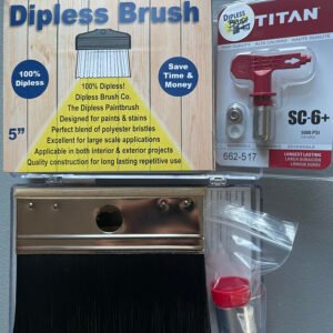 DIPLESS BRUSH (Complete starter kit) - 5" Wood Block - Includes Dipless brush, connector kit & Titan spray tip of your choice